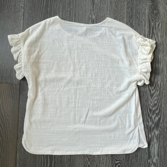 Max Studio Women’s Ruffle Shirt Sleeve Knit Top Blouse. White size small - Picture 5 of 12